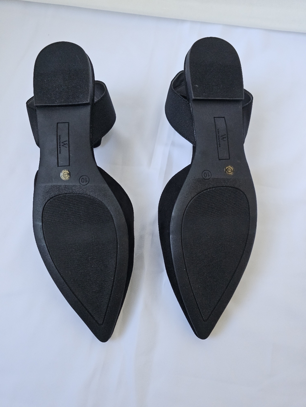 Worthington Black Faux Suede Pointed Toe Ankle Strap Flats - Chic & Minimalist - Picture 14 of 16